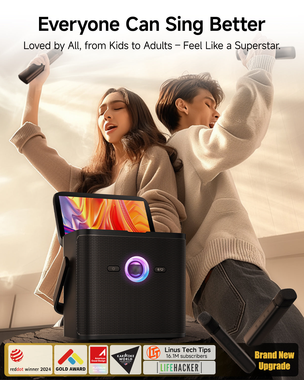 Ikarao karaoke machine loved by all ages, from kids to adults, helping everyone feel like a superstar with great sound and fun voice effects.