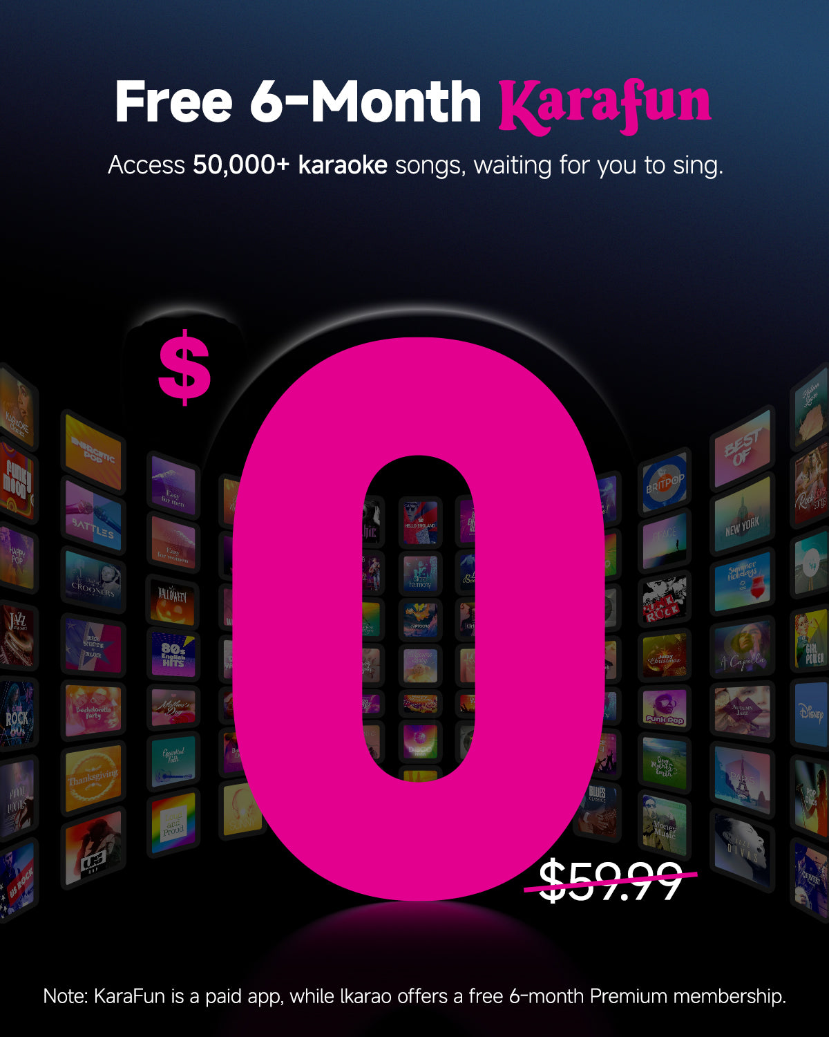 Unlock a free 6-month subscription to Karafun when you purchase our karaoke machine! Enjoy thousands of songs to enhance your karaoke experience.