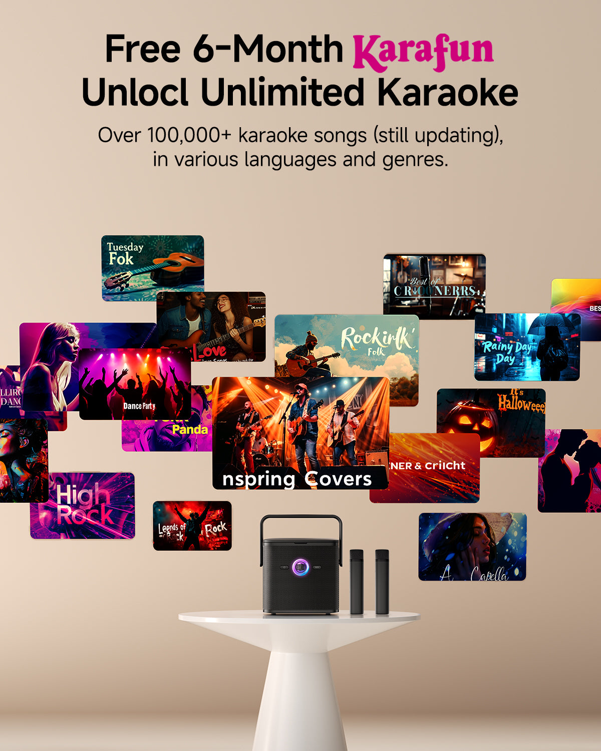 Enjoy 6 months of free Karafun with over 100,000 karaoke songs in multiple languages and genres, constantly updated for endless singing fun.