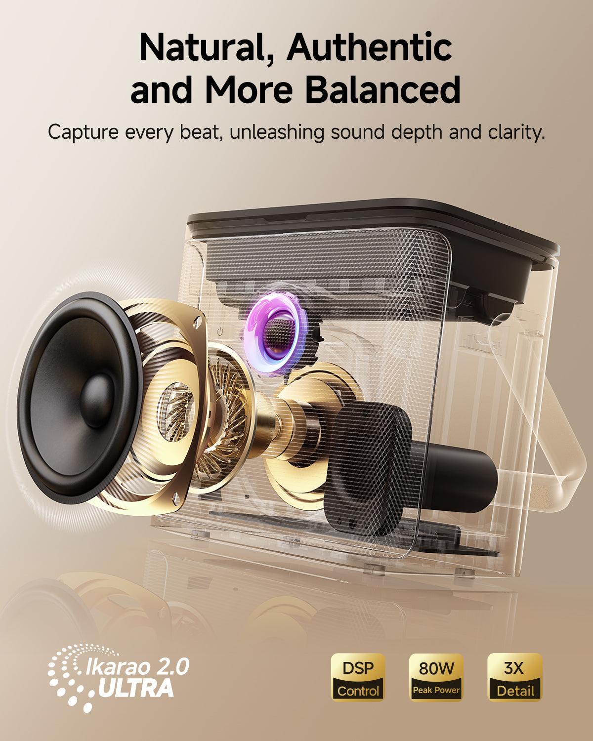 Ikarao karaoke machine producing natural, authentic sound with rich depth and clarity, capturing every beat for an exceptional listening experience.