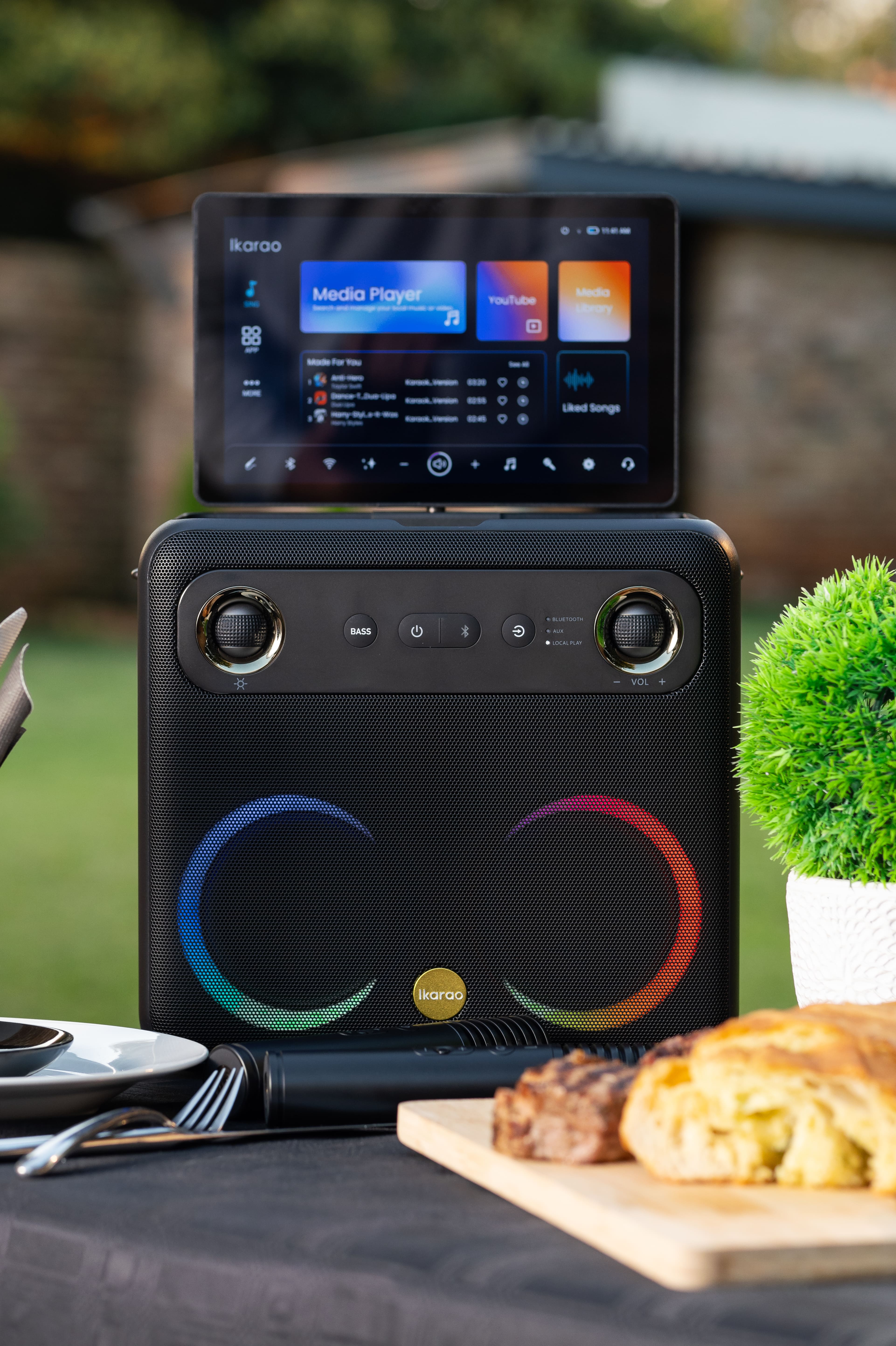 Enjoy your favorite tunes with our portable Bluetooth speaker, designed for outdoor gardens. Superior sound quality for the ultimate outdoor experience!