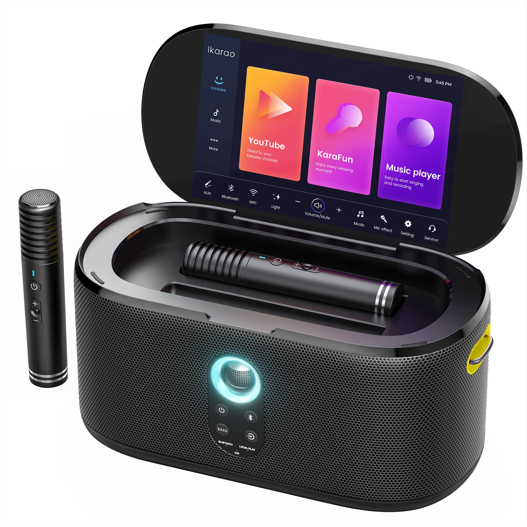 Duokon Mini Machine Karaoke Bluetooth Portable avec 2 Microphones sans Fil - TV Son Photo Duokon Mini Machine Karaoke Bluetooth Portable avec 2 Microphones sans Fil - TV Son Photo