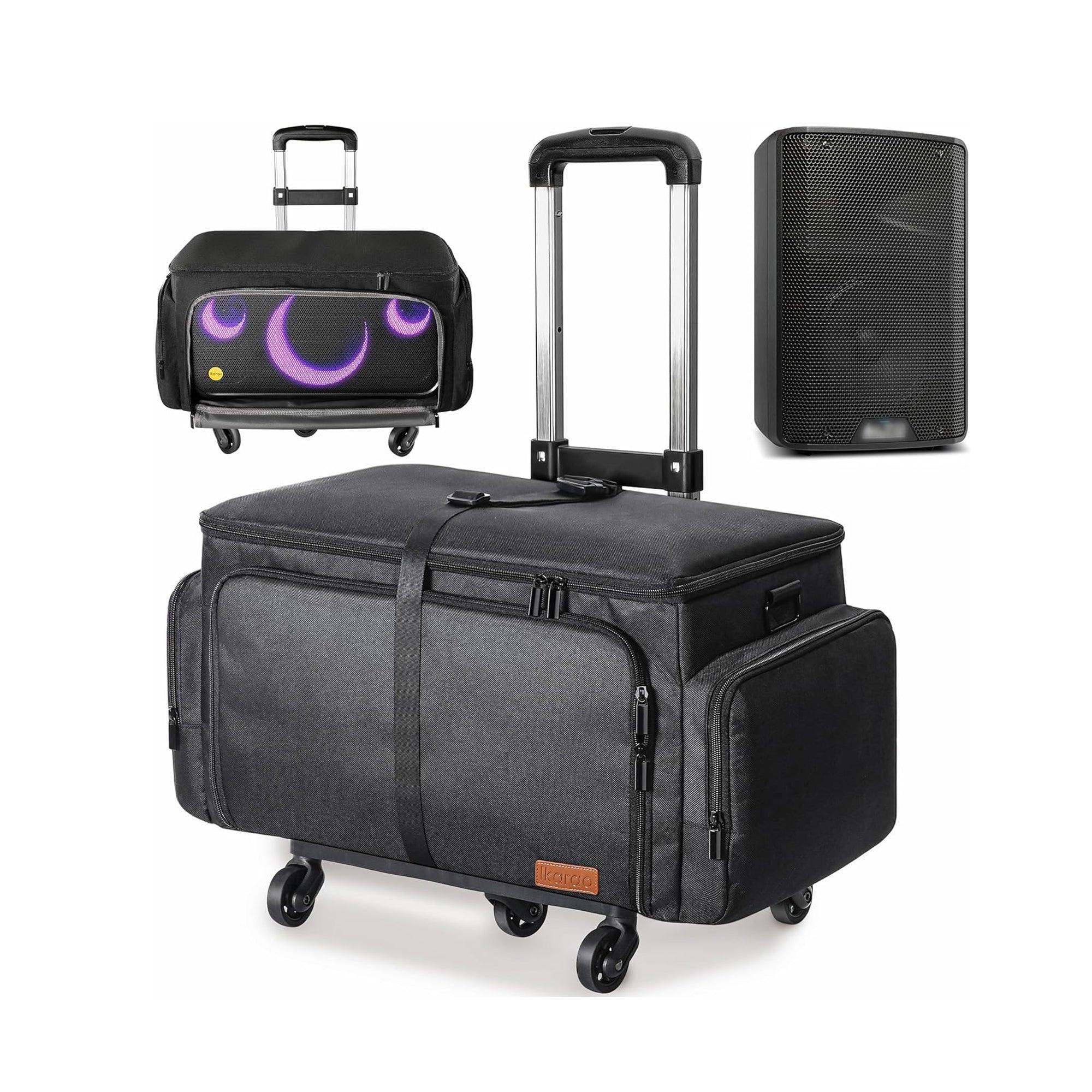 Ikarao Rolling Speaker Bag with 10mm Thick Padding and Folding Hand Truck - Ikarao