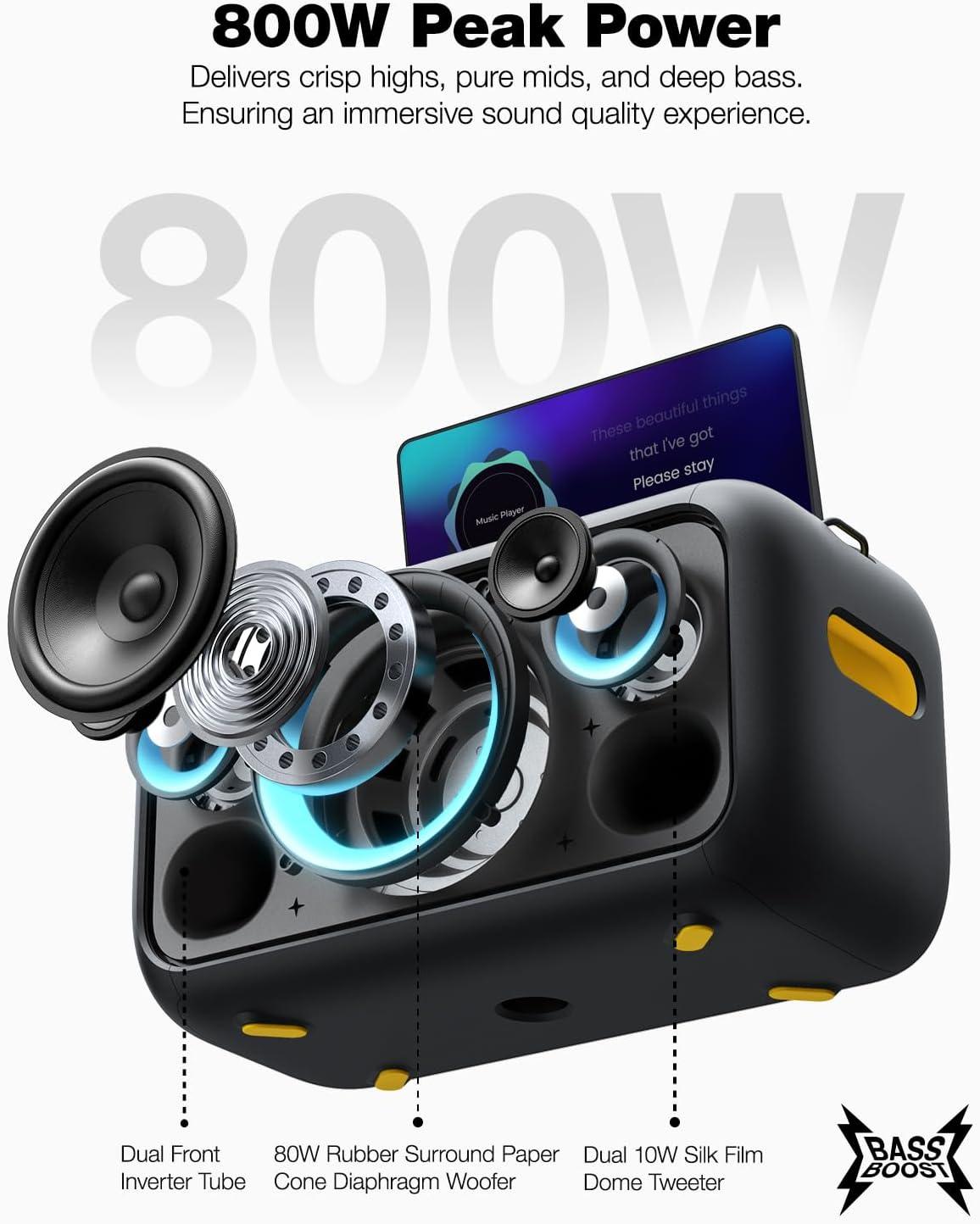 Break X1 Premium Portable Wireless Audio Machine with 107dB Sound Pressure, 6.5” Woofer, and 13.3” HD Screen