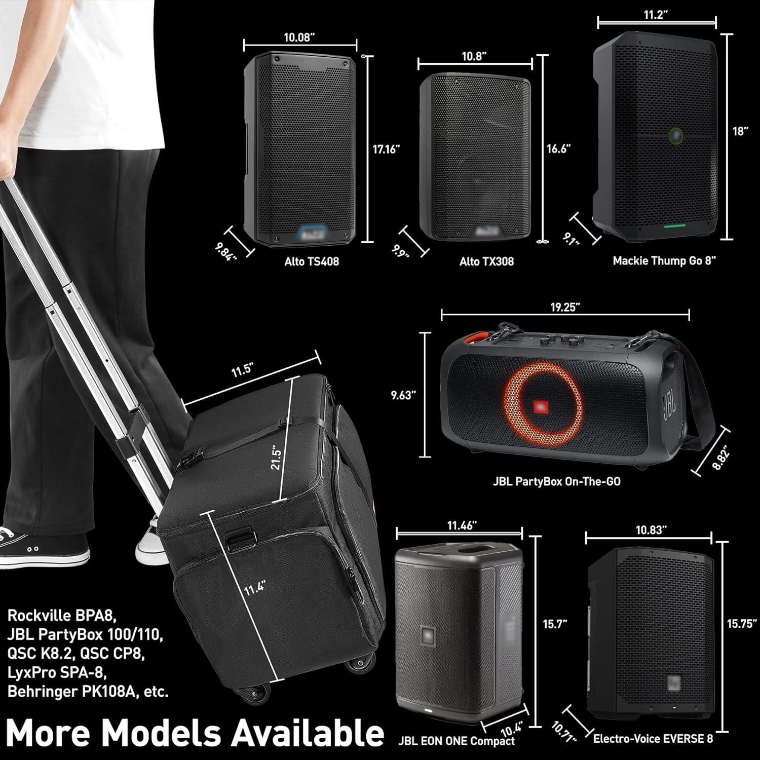 Ikarao Rolling Speaker Bag with 10mm Thick Padding and Folding Hand Truck - Ikarao