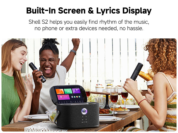 Shell S2 Smart Karaoke Machine With Built-In 8" Screen Lyrics And Hidden Wireless Microphone