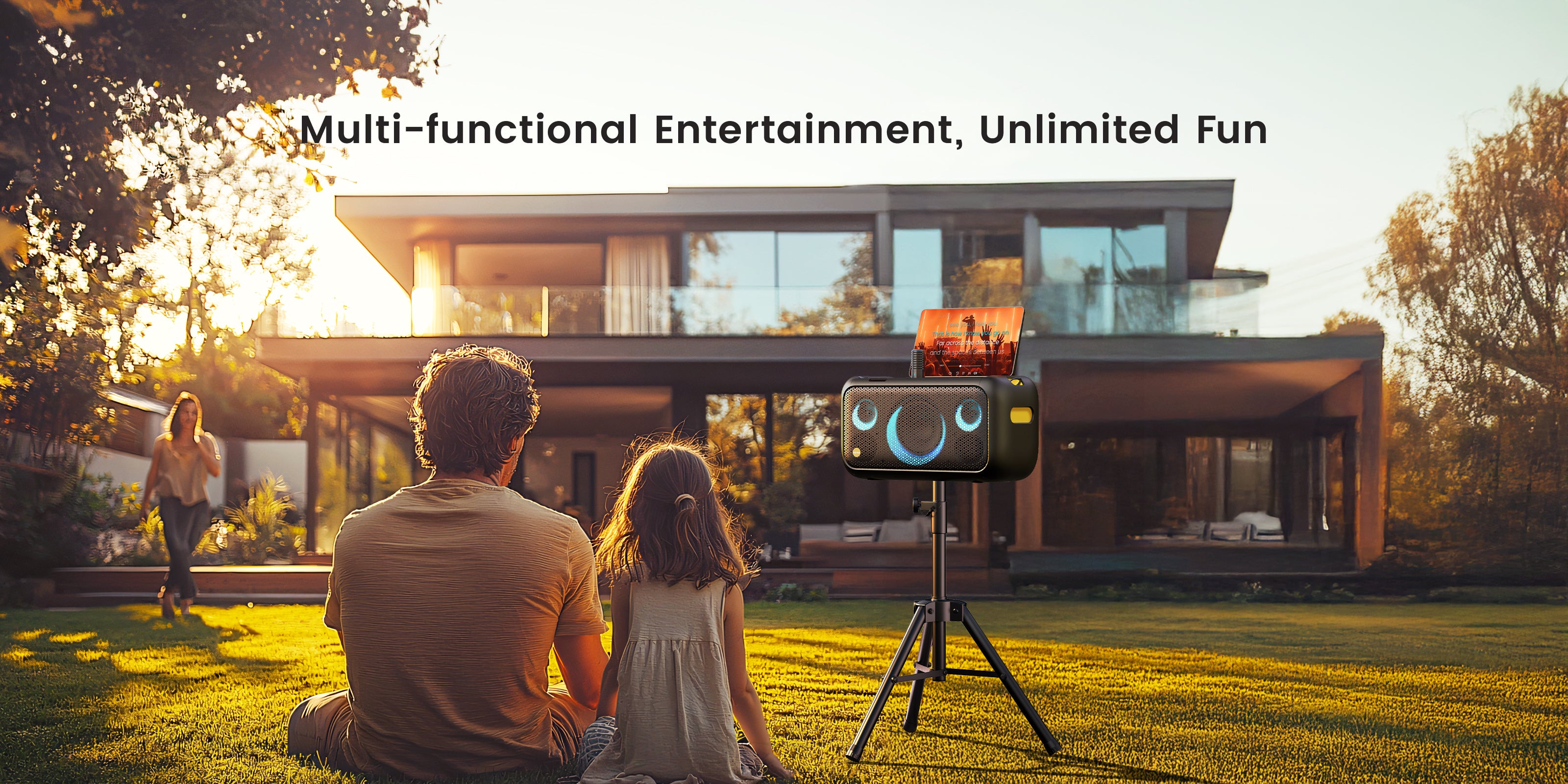 Karaoke party speaker with multi-functional entertainment features, offering unlimited fun for music, games, and parties.