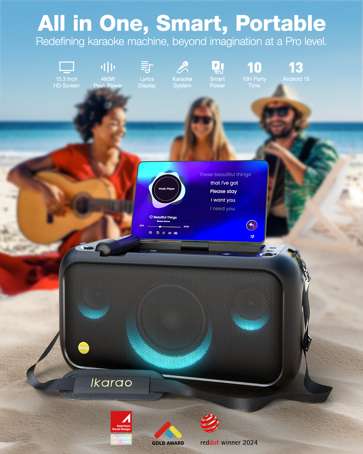 Discover the Portable All-in-One Party Speaker that redefines karaoke machines. Experience professional-level sound and immersive features beyond your imagination!